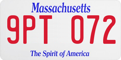 MA license plate 9PT072