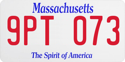 MA license plate 9PT073