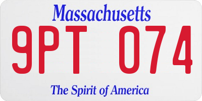 MA license plate 9PT074