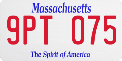 MA license plate 9PT075