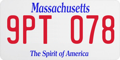 MA license plate 9PT078