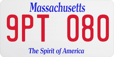 MA license plate 9PT080