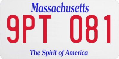 MA license plate 9PT081