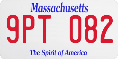 MA license plate 9PT082