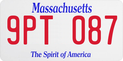 MA license plate 9PT087