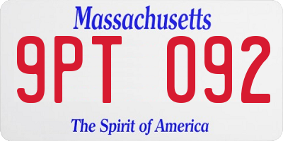 MA license plate 9PT092