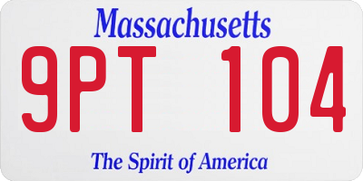 MA license plate 9PT104