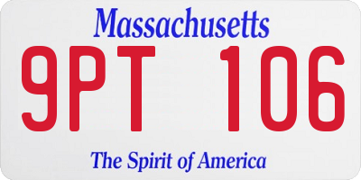 MA license plate 9PT106