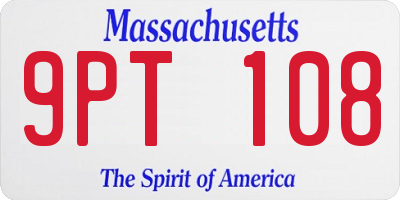 MA license plate 9PT108