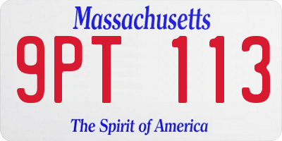 MA license plate 9PT113