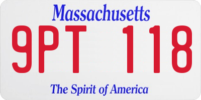 MA license plate 9PT118