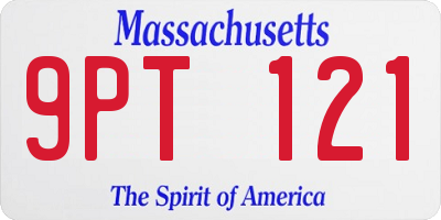 MA license plate 9PT121