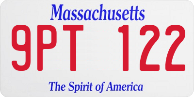 MA license plate 9PT122