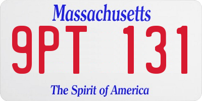MA license plate 9PT131