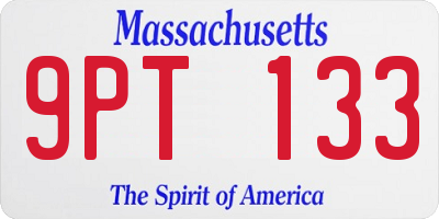 MA license plate 9PT133