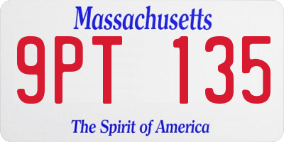 MA license plate 9PT135
