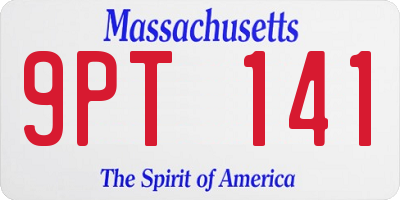 MA license plate 9PT141