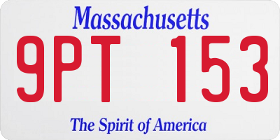 MA license plate 9PT153