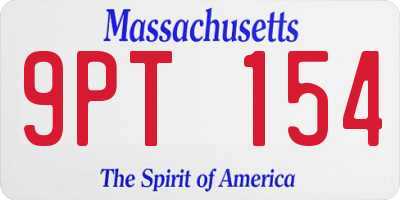 MA license plate 9PT154