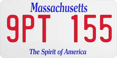 MA license plate 9PT155