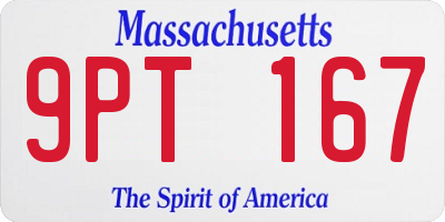 MA license plate 9PT167