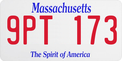 MA license plate 9PT173