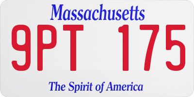 MA license plate 9PT175