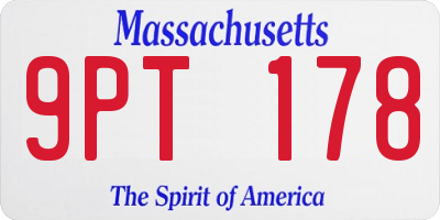 MA license plate 9PT178