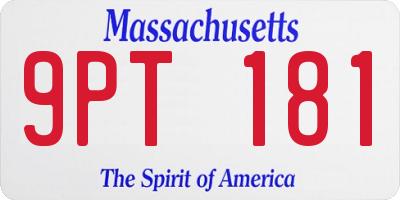 MA license plate 9PT181
