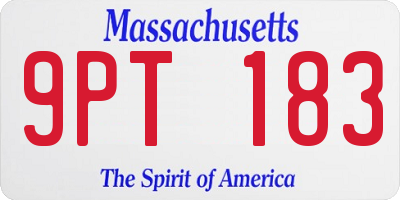 MA license plate 9PT183