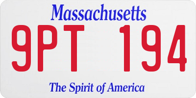 MA license plate 9PT194