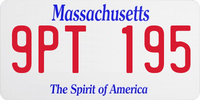 MA license plate 9PT195