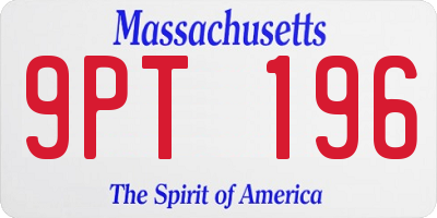 MA license plate 9PT196