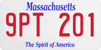 MA license plate 9PT201