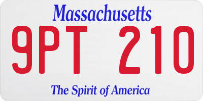 MA license plate 9PT210