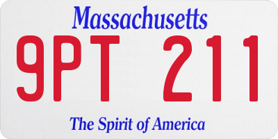 MA license plate 9PT211