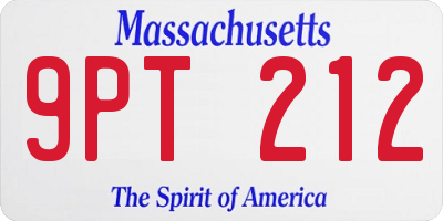 MA license plate 9PT212