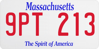 MA license plate 9PT213
