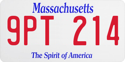 MA license plate 9PT214