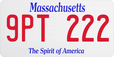 MA license plate 9PT222