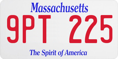 MA license plate 9PT225