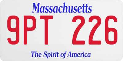 MA license plate 9PT226