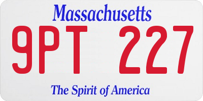 MA license plate 9PT227