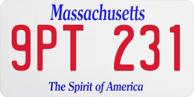 MA license plate 9PT231