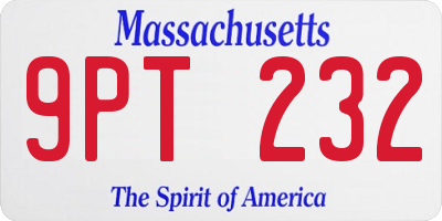 MA license plate 9PT232