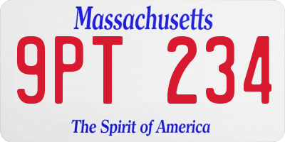 MA license plate 9PT234