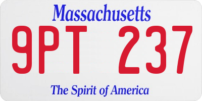 MA license plate 9PT237