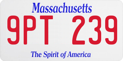 MA license plate 9PT239