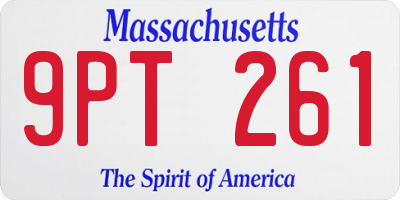MA license plate 9PT261