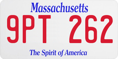 MA license plate 9PT262